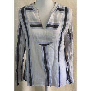 Women's Loft Top ~ Small  ~  Long Sleeve ~ Blue & White ~ Pullover ~ Lightweight